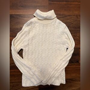 Vintage Talbots Cream Cable Turtleneck Sweater